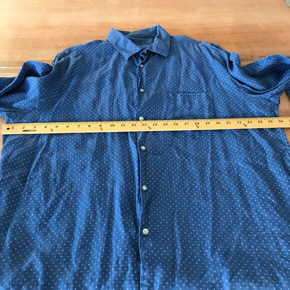 Tasso Elba 100% Linen Shirt Men XXL Blue Dots Button Up Pocket Long Sleeve 16742 - Picture 7 of 13